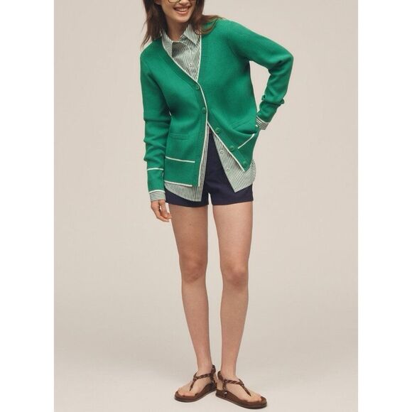 Anthropologie Green V-Neck Cardigan Sweater Womens XXS Button Up Long Sleeve NWT - Picture 10 of 10